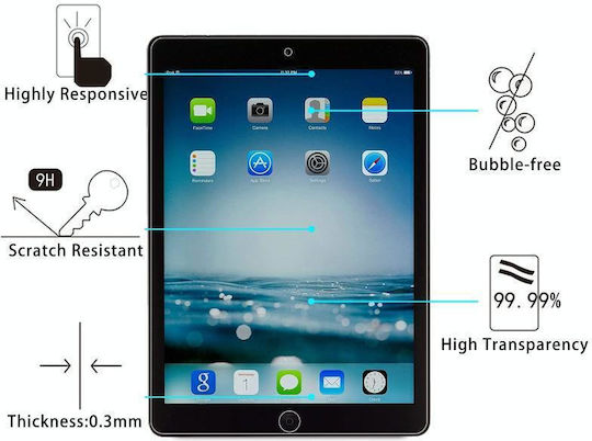 2.5D Tempered Glass (iPad (Apple): 9.7 2018, 2017, Pro 9.7, Air 2, Air)