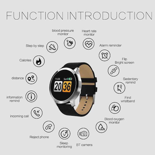 Smartwatch με Παλμογράφο (Μαύρο)