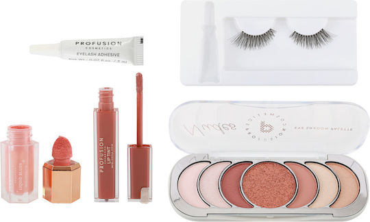 Makeup Set Blush Lip Tint Eyeshadows 1 Pair False Eyelashes Yours Truly Profusion 4 Pieces
