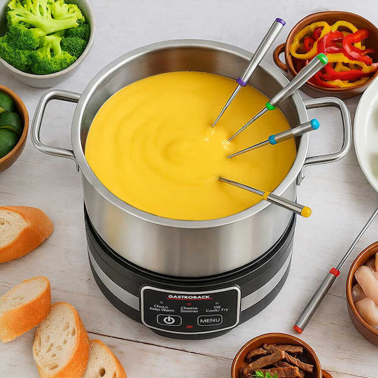 Gastroback Vas pentru Fondue Electric din Oțel Inoxidabil Gri 28buc