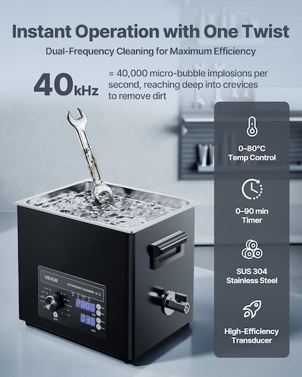 Vevor Ultrasonic Cleaner 10lt with Mechanical Timer