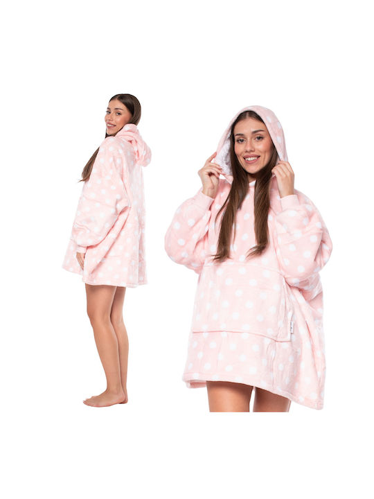 Koc Kocobluza Blanket Sherpa with Sleeves 80x84cm Pink