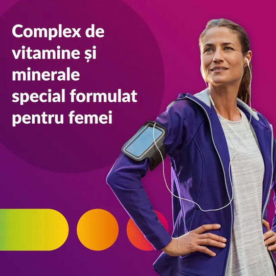 Centrum Women Vitamina pentru Întărirea Sistemului Imunitar, Pielea & Acțiune Antioxidantă potrivit pentru adulți 50+ 30 Tablete