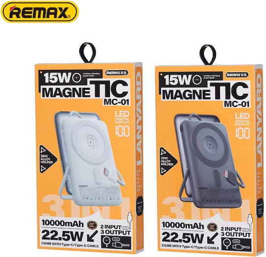 Remax MC-01 MagSafe Power Bank 10000mAh με Θύρα USB-C Μπεζ