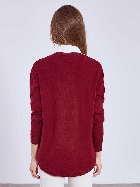 Celestino Bluza Damă Guler Cămașă Burgundy