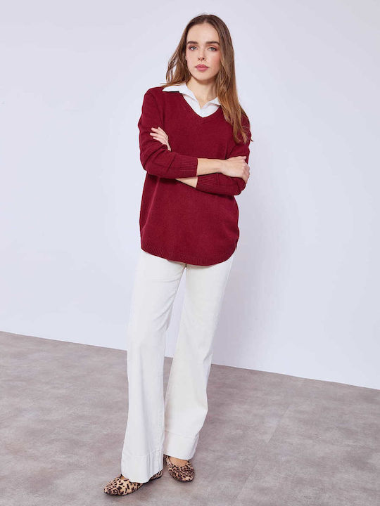 Celestino Bluza Damă Guler Cămașă Burgundy