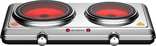 Kumtel Επιτραπέζια Εστία Κεραμική Διπλή Inox