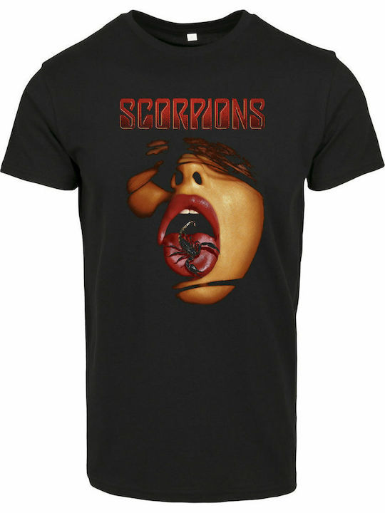 Merchcode Tongue T-shirt Scorpions Μαύρο Βαμβακερό