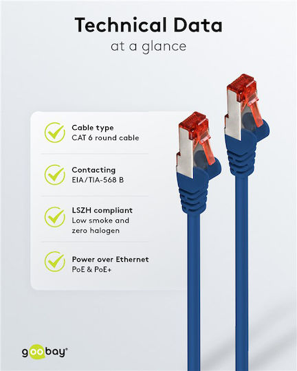 Goobay S/FTP Kat.6 Gigabit Netzwerkkabel Ethernet 0.25m Blau
