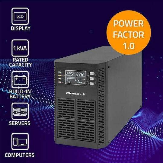 Qoltec USV 1000VA 1000W mit 2 Schuko-Steckdosen