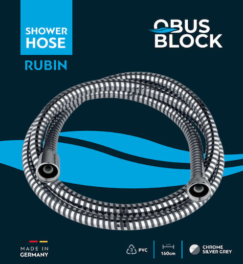 Obus Block Flexible Plastic PVC 160cm Silver Shower Hose