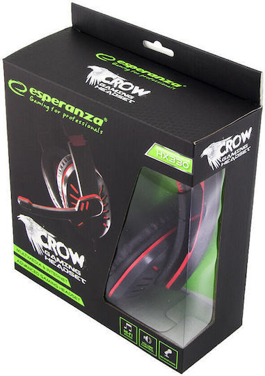 Esperanza Crow Over Ear Gaming Headset with Connection 2x3.5mm Red