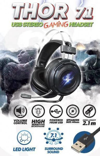 Rebeltec Thor 7.1 Over Ear Gaming Headset with Connection USB