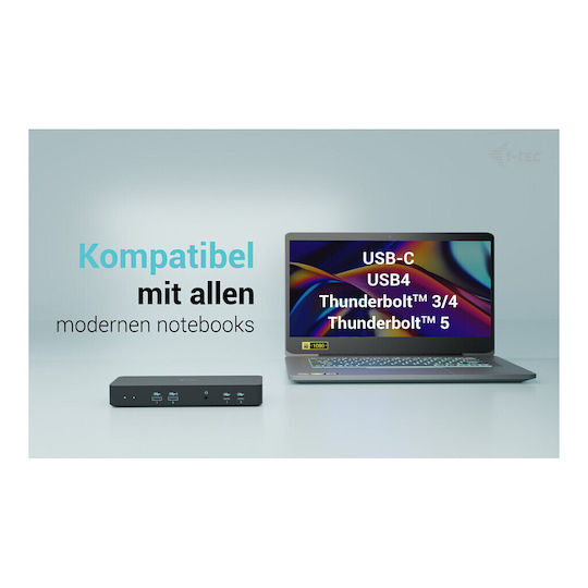 i-tec Display USB-C Docking Station με HDMI/DisplayPort 4K PD Ethernet και σύνδεση 3 Οθονών Μαύρο