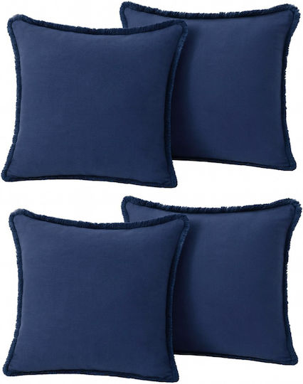 Mandioo Dekorativer Kissenbezug Navy Blau 4 Stück 50x50cm