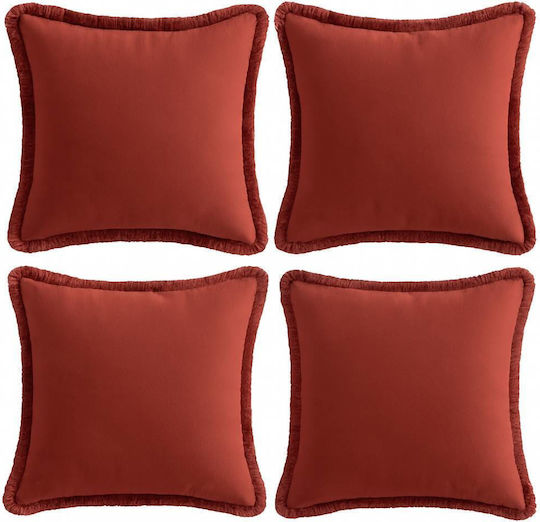 Mandioo Dekorativer Kissenbezug Rotes 4Stück 50x50cm