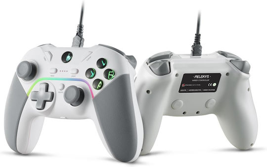 Spartan Gear Pelekys Ενσύρματο Gamepad με Hall Effect Sticks για PC / PS3 Λευκό