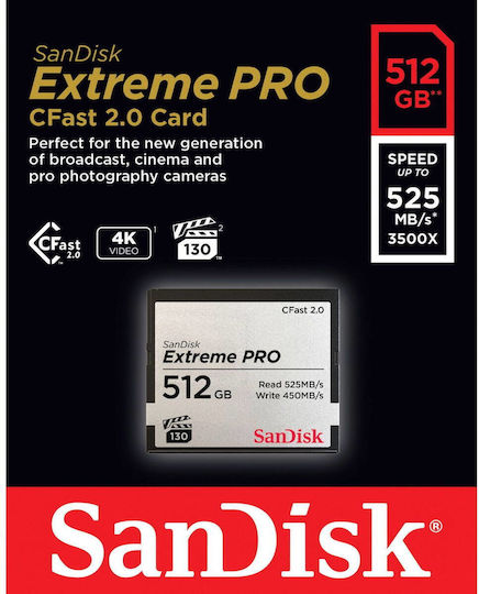 Sandisk Extreme Pro Cfast 2.0 CFast 512GB 525MB/s