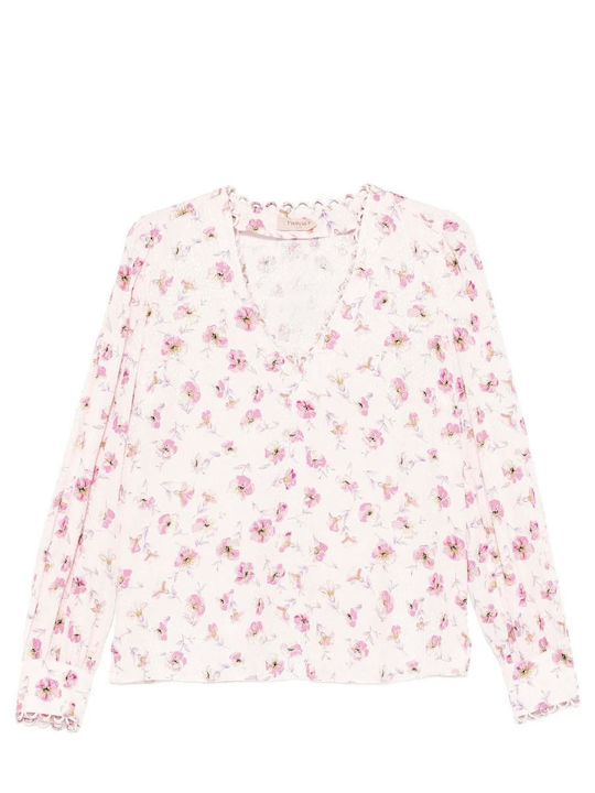Γυναικεία Μπλούζα Σατέν Floral Pink
