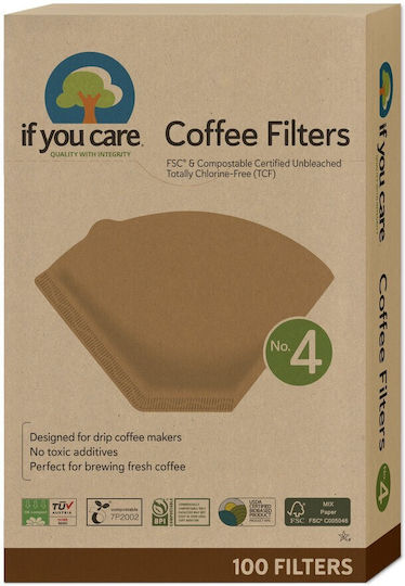 If You Care Größe 4 Kaffee- und Teefilter Ungebleicht Chlorfrei Kompostierbar 100 Stück