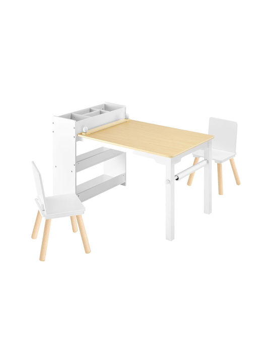 Kids Table and Chairs Set made of Wood White Vevor
