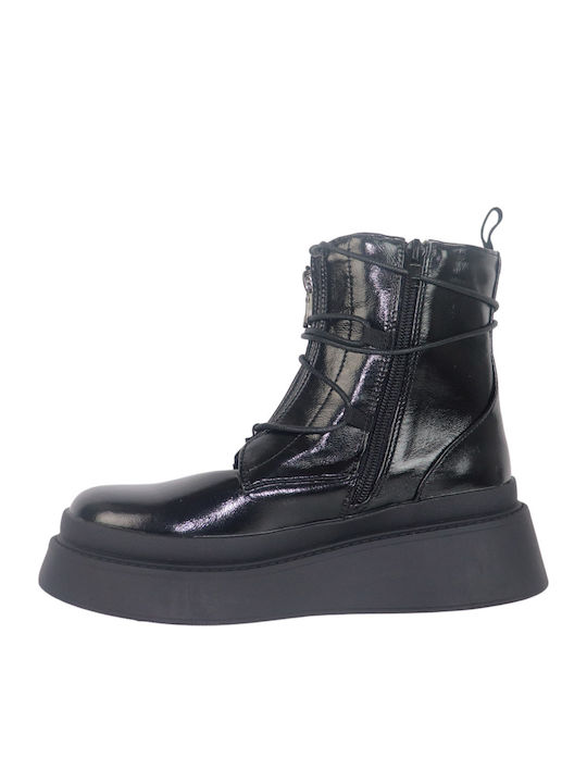 Stiefeletten Damen aus Lackleder Schwarz