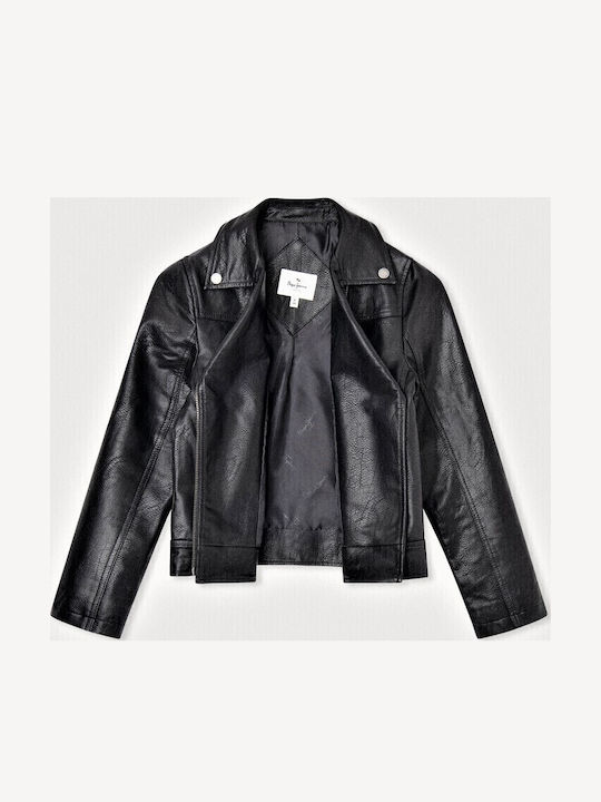 Selene Kinder Lederjacke Kurz Schwarz
