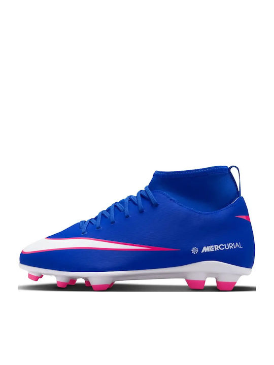 Mercurial Superfly 10 Club FG/MG Ghete de fotbal pentru copii cu crampoane Albastre