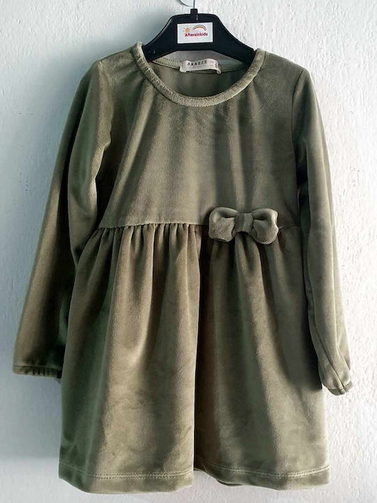 Παιδικό Φόρεμα Μακρυμάνικο Βελούδινο Green Saphire