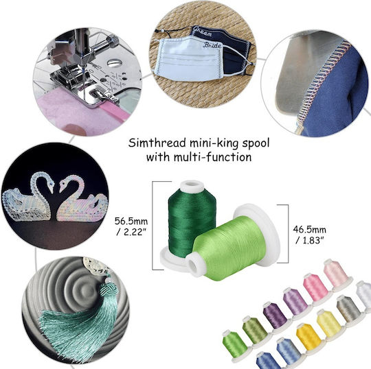 Embroidery Thread Set 63 Spools 730 M Brother Colors