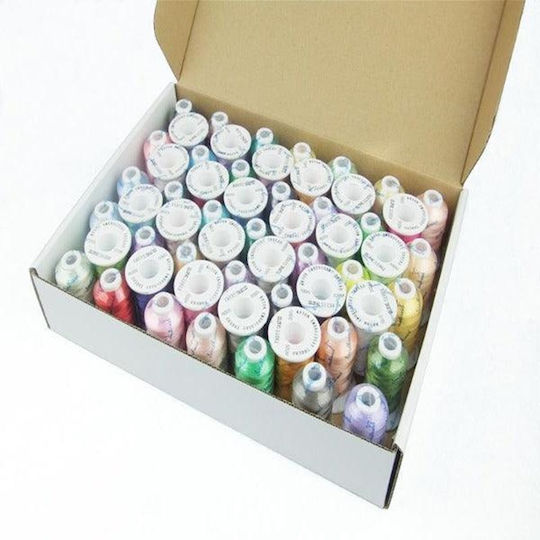 Embroidery Thread Set 58 Spools 500 M 40wt Rayon Multicolor