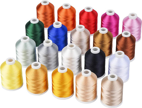Stickgarn Set 20 Spulen 1000 Meter 40wt Rayon Viskose Mehrfarbig