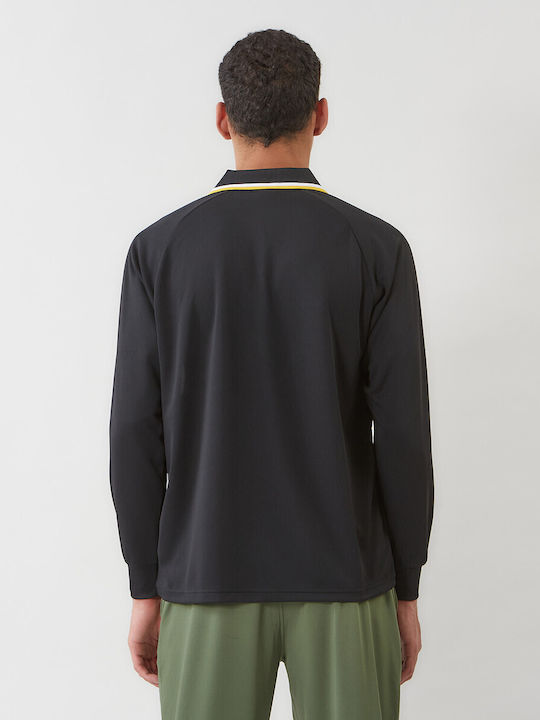 Odran Polo Long Sleeve Athletic Blouse Black