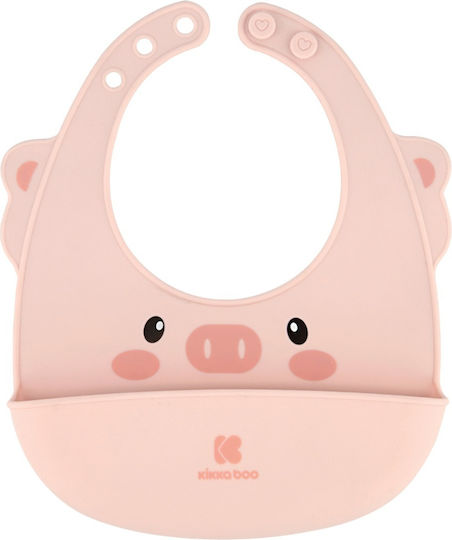 Kikka Boo Waterproof Bib Silicone with Button & Pocket Pink