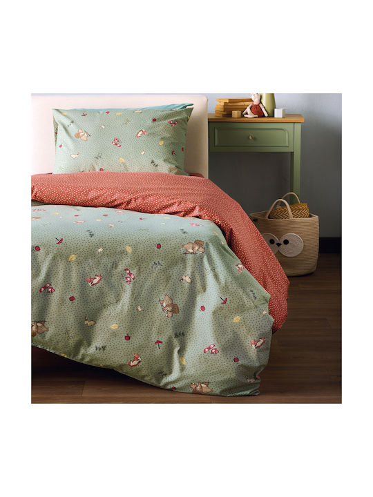 Kentia Picky Set Kids Duvet Cover Single with Pillowcase Cotton Green 165x245cm