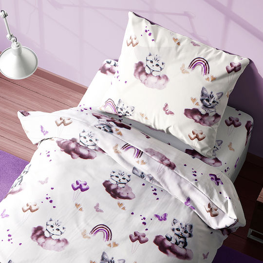 Dimcol Комплект чаршафи Единично Памучни Морав 160x240см 2бр