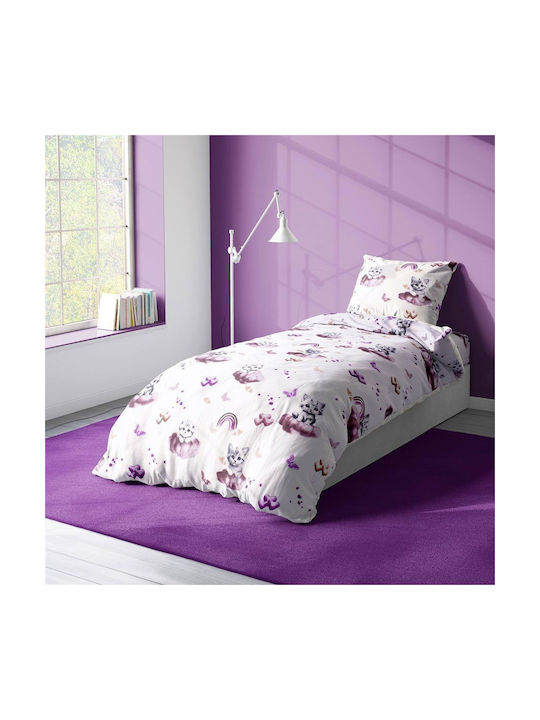 Dimcol Sheet Set Single Cotton Mauve 160x240cm 2pcs