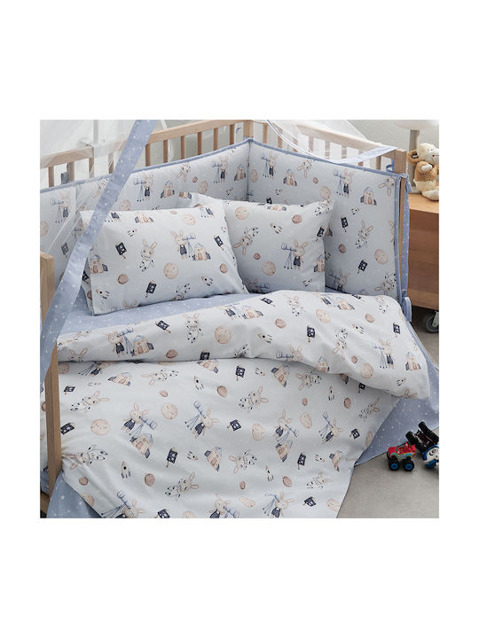 Vesta Home Set Baby Duvet Cover with Pillowcase Astra Multi-Blue 120x160cm