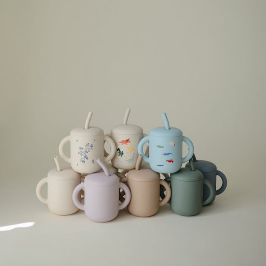 Mushie Toddler Cup with Handles and Straw Made of Silicone 175ml