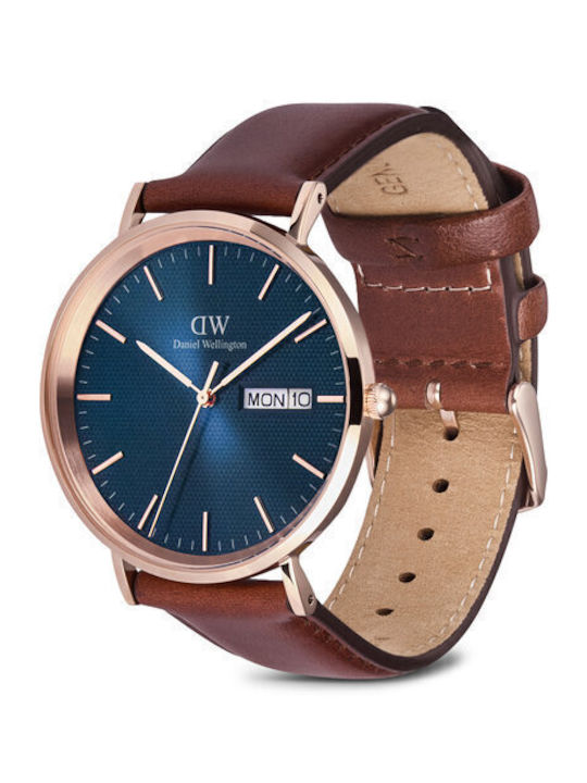 Daniel Wellington Classic Womens Watch Battery with Brown Metal Bracelet