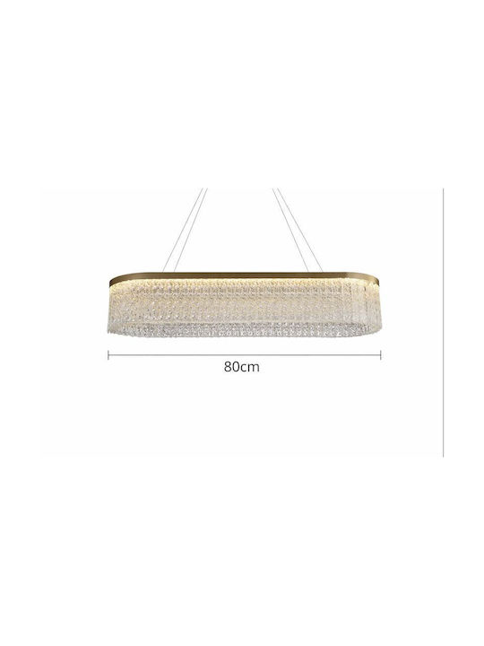 Adjustable Pendant Light Gold with Crystals 80x80cm
