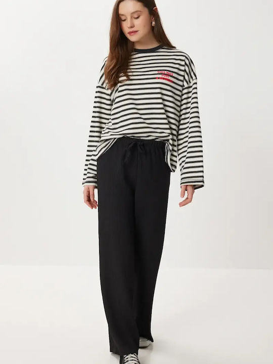 Femei Din material textil Pantaloni cu elastic Black