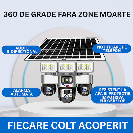 Taggo V380-SOLAR-3P4A-LIGHT-4G IP Cameră de Supraveghere 4G 12MP Rezistentă la Apă cu Baterie și Difuzor