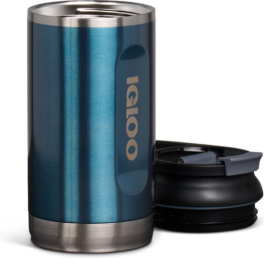 Igloo Glas Thermosflasche Rostfreier Stahl / Kunststoff 354ml BLUE mit Stroh und Handgriff