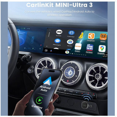 Wireless Carplay Android Auto Adapter Carlinkit Mini Ultra3 Apple iPhone Android Series Black
