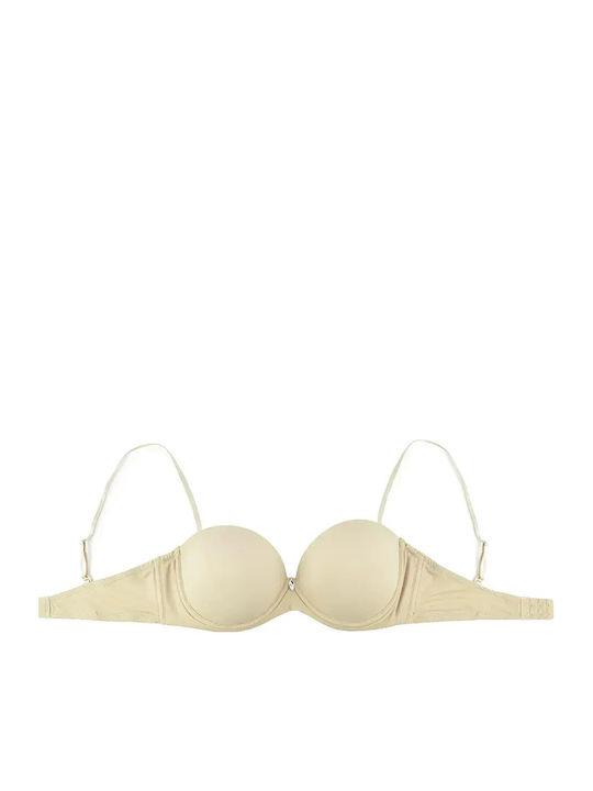Push Up Strapless Bra Beige