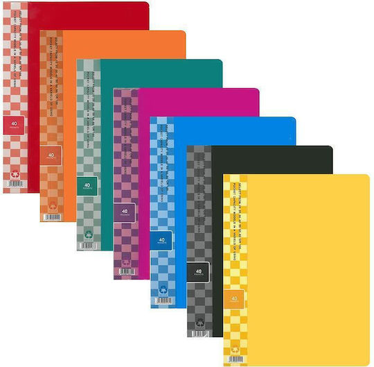 Sunfull Clipboard Flexible with 40 plastic sleeves Slides for Paper A4 Red 1pcs