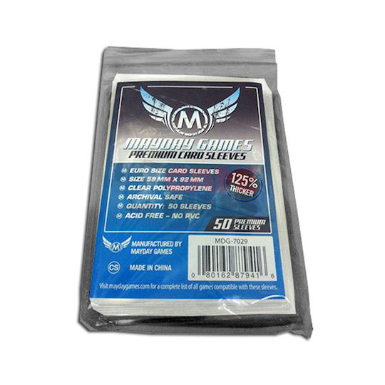 Mayday Games Premium Euro Size Card Card Sleeves Standard European Size 50τμχ Silver MAY7029