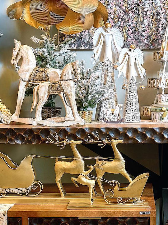 Fylliana Metal Decorative Reindeer Sleigh Fylliana Fl1981 Gold Colour 78x12x36cm