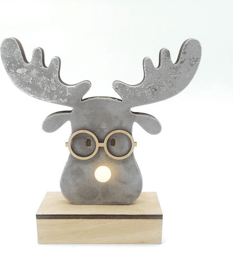 Aca Illuminated Christmas Wooden Figure Reindeer Gray Height 18cm Reindeer